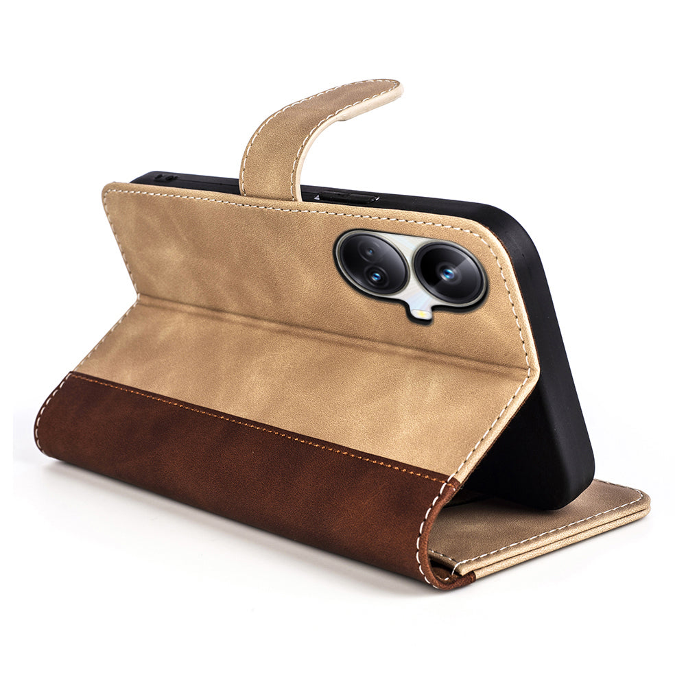 For Realme 10 Pro 5G Bi-color Design PU Leather Phone Cover Supporting Stand Wallet Cell Phone Case For Realme 10 Pro 5G Bi-color Design PU Leather Phone Cover Supporting Stand Wallet Cell Phone Case